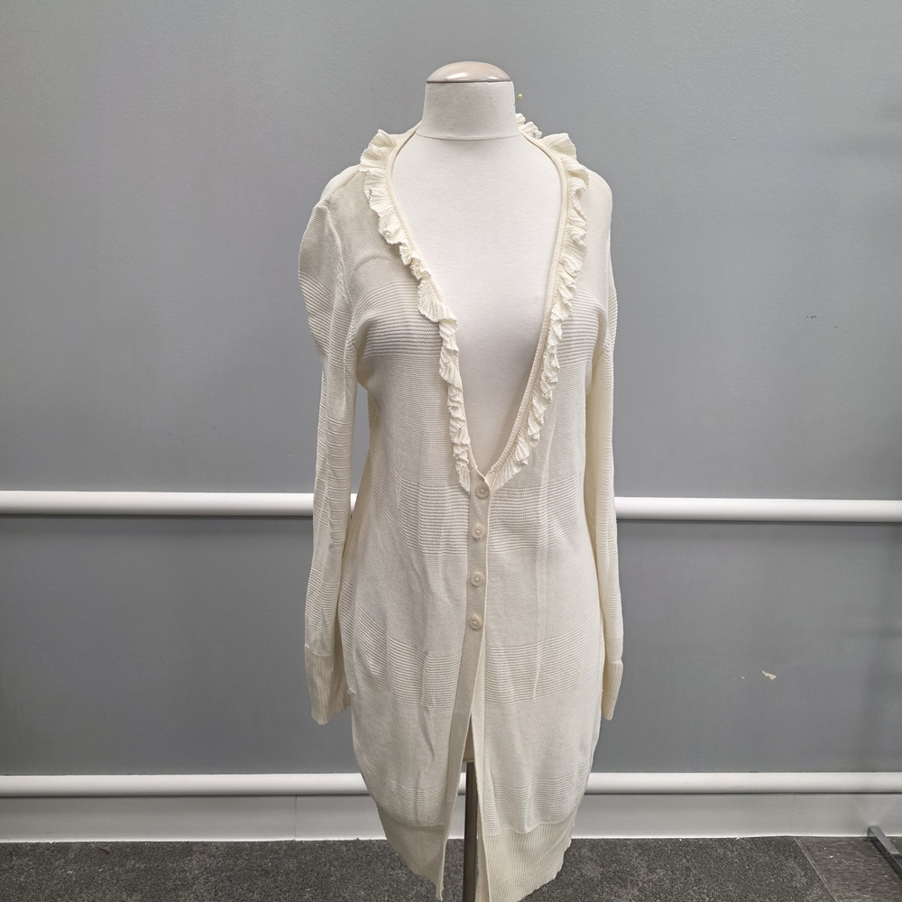 Elle Cream Ruffle Trim Cardigan
